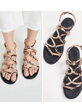 Rebecca  Minkoff Sarle Too Snake-Print Strappy Gladiator Sandals NWT Size 7